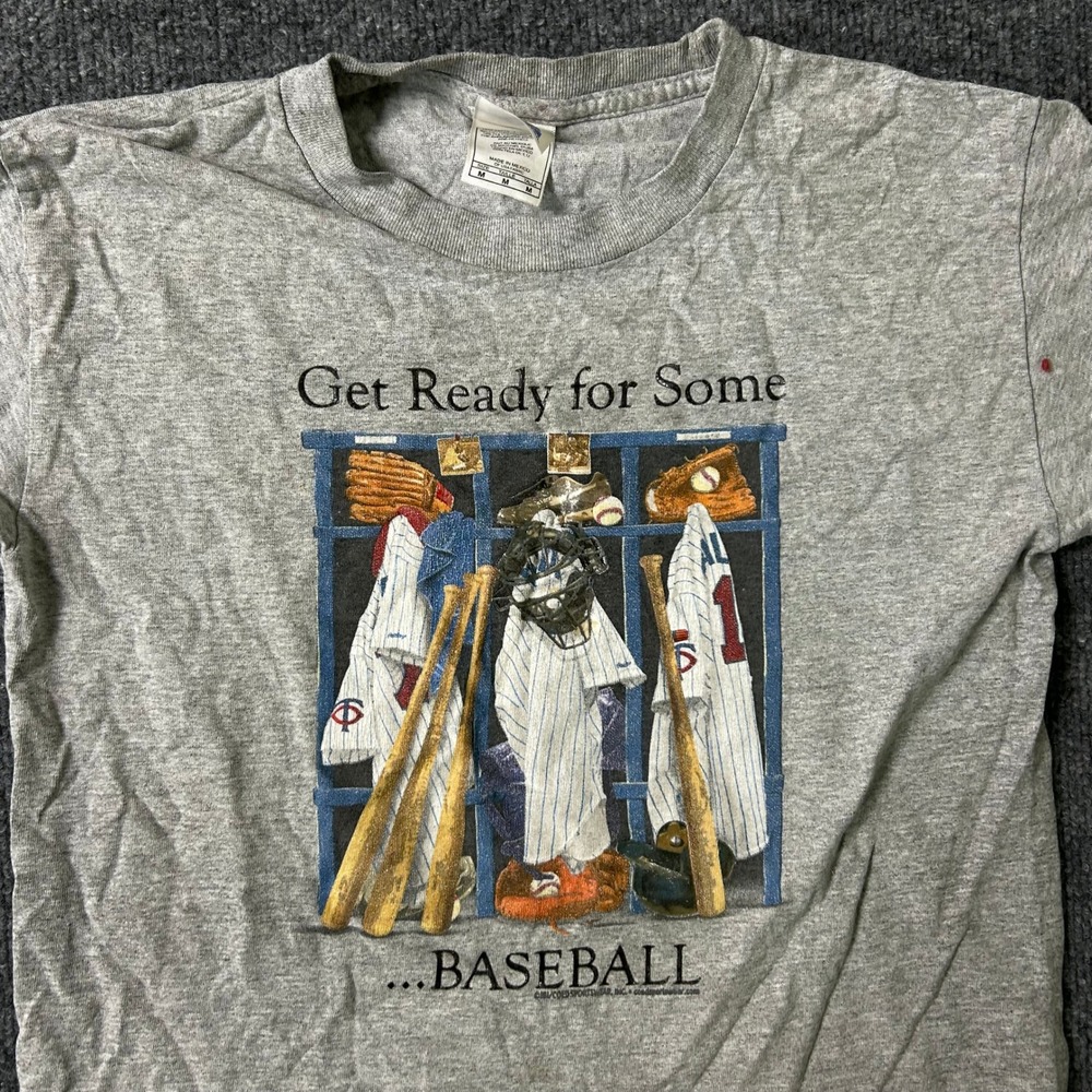 AAA T-Shirt Youth Medium Grey Get Ready For Some Baseball Graphic Tee Sport 2096